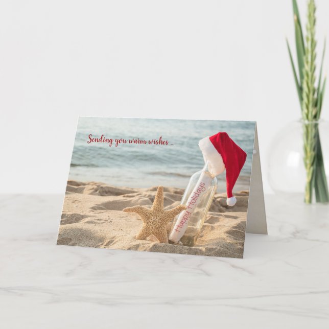 Christmas starfish with message in bottle card (Front)