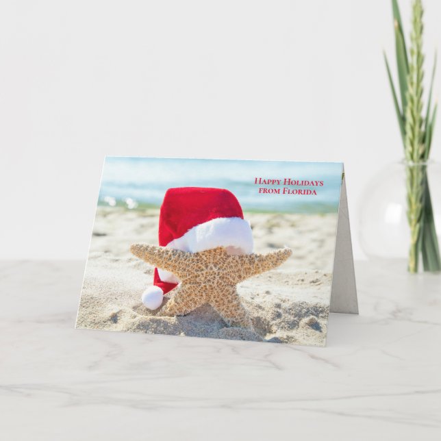 Christmas starfish with Santa hat Card (Front)