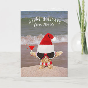 Christmas starfish with sunglasses and cocktail card