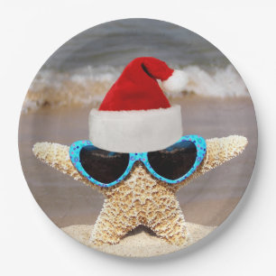 Christmas Starfish With Sunglasses Paper Plate