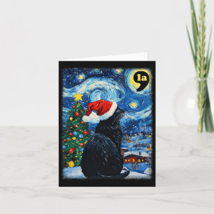 Christmas Starry Night Black Cat Comma La Kamala H Card