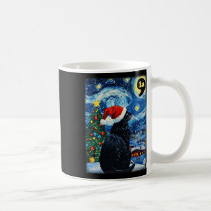 Christmas Starry Night Black Cat Comma La Kamala H Coffee Mug