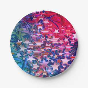 CHRISTMAS STARS   Abstract Purple Lilac   Festive Paper Plate
