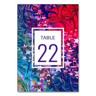 CHRISTMAS STARS Abstract Winter Purple CUSTOM Table Number