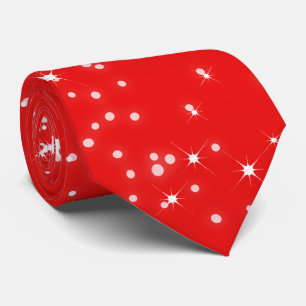 Christmas Stars and Falling Snow on RED Tie