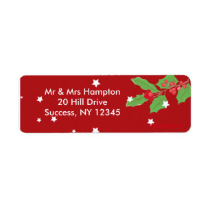 Christmas Stars and Holly Return Address Label