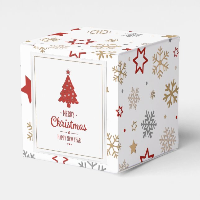 Christmas Stars and Snowflakes Pattern Favour Box (Front Side)