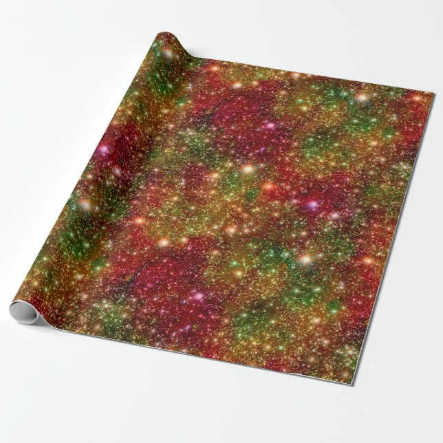 Christmas Stars Galaxy Cosmic Outer Space Glitter Wrapping Paper (Unrolled)