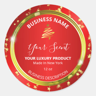 Christmas Stars Gold Foil Red Product Labels