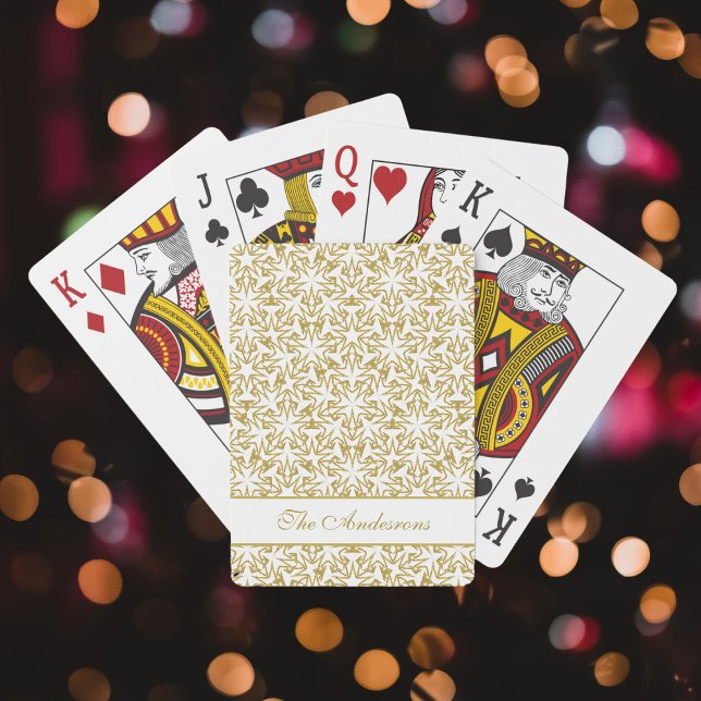 Christmas Stars Gold Pattern Luxury Personalised Playing Cards (Creator Uploaded)