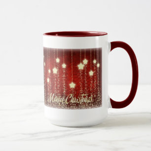 Christmas Stars Merry Christmas Ringer Mug 15 oz
