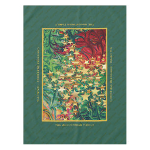 CHRISTMAS STARS Red Green Gold Personalised Tablecloth