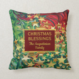 CHRISTMAS STARS Retro Custom Name Cushion