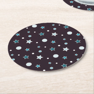 Christmas Stars Round Paper Coaster