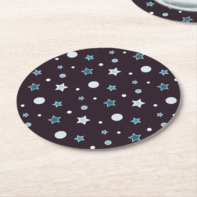 Christmas Stars Round Paper Coaster (Angled)