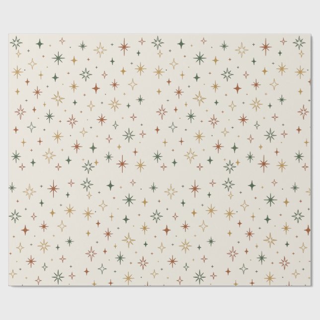 Christmas Stars & Sparkles Pattern			 Wrapping Paper (Flat)