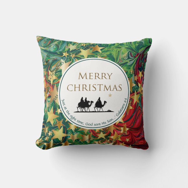CHRISTMAS  STARS Three Wise Men Festive Scripture Cushion (Front)