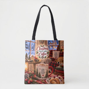 Christmas Starts with Coffee Tote Bag