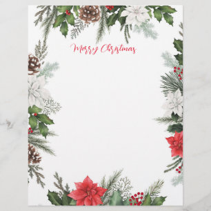 Christmas Stationery Writing Letter Paper Border Custom Letterhead