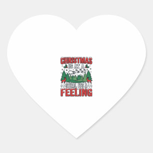 Christmas Steal Its A Feeling Reindeer Sleigh Desi Heart Sticker