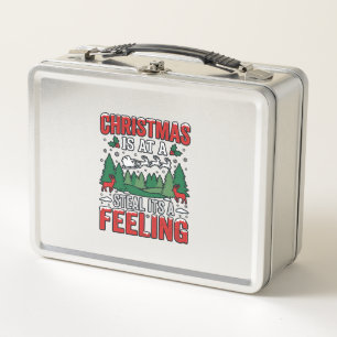 Christmas Steal Its A Feeling Reindeer Sleigh Desi Metal Lunch Box