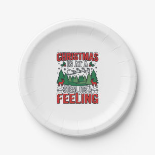 Christmas Steal Its A Feeling Reindeer Sleigh Desi Paper Plate