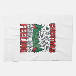 Christmas Steal Its A Feeling Reindeer Sleigh Desi Tea Towel