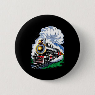 Christmas Steam Engine Train Vintage Conductor Men 6 Cm Round Badge
