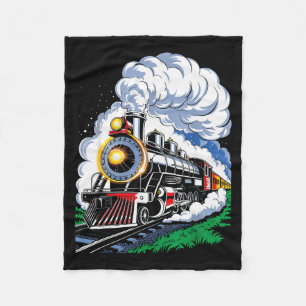 Christmas Steam Engine Train Vintage Conductor Men Fleece Blanket