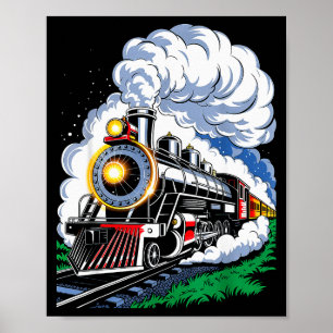 Christmas Steam Engine Train Vintage Conductor Men Poster