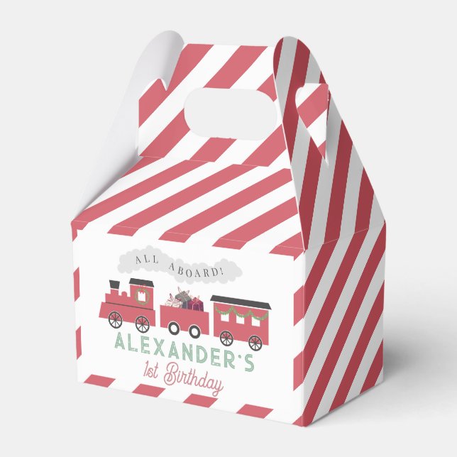 Christmas Steam Train Kids Birthday Favour Box (Front Side)