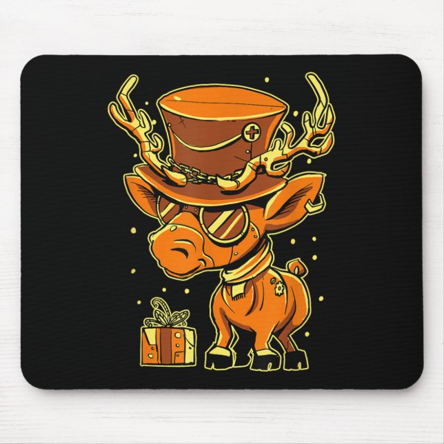 Christmas Steampunk Fancy Dress Reindeer  Mouse Pad (Front)
