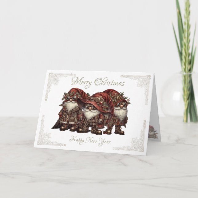 Christmas Steampunk Gnome Card (Front)