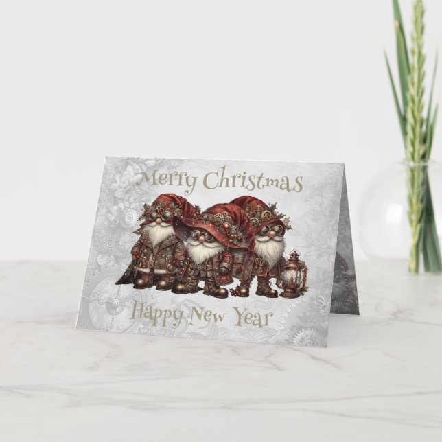 Christmas Steampunk Gnome Card (Front)