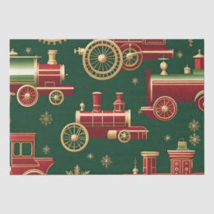 christmas steampunk locomotive tissue paper