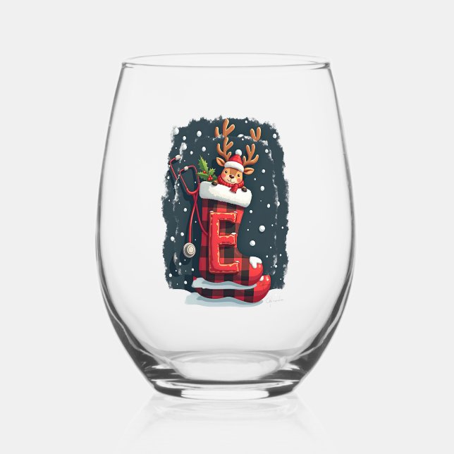 Christmas  stemless wine glass (Front)