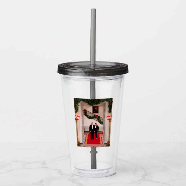 Christmas steps President Donald Trump & Melania Acrylic Tumbler (Front)