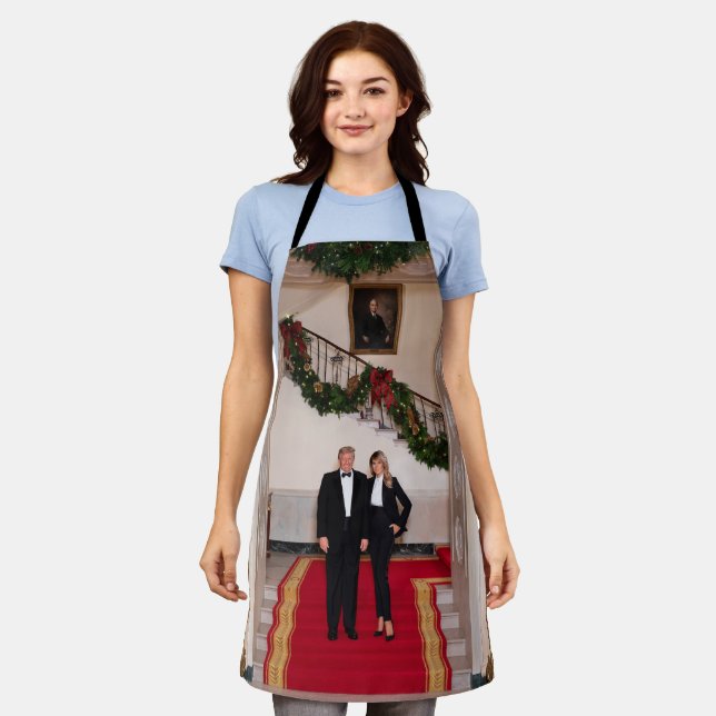 Christmas steps President Donald Trump & Melania Apron (Worn)