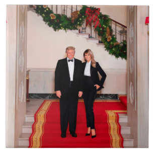 Christmas steps President Donald Trump & Melania Ceramic Tile