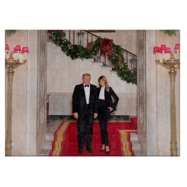 Christmas steps President Donald Trump & Melania Cutting Board (Front)