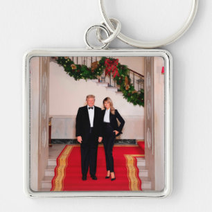 Christmas steps President Donald Trump & Melania Key Ring