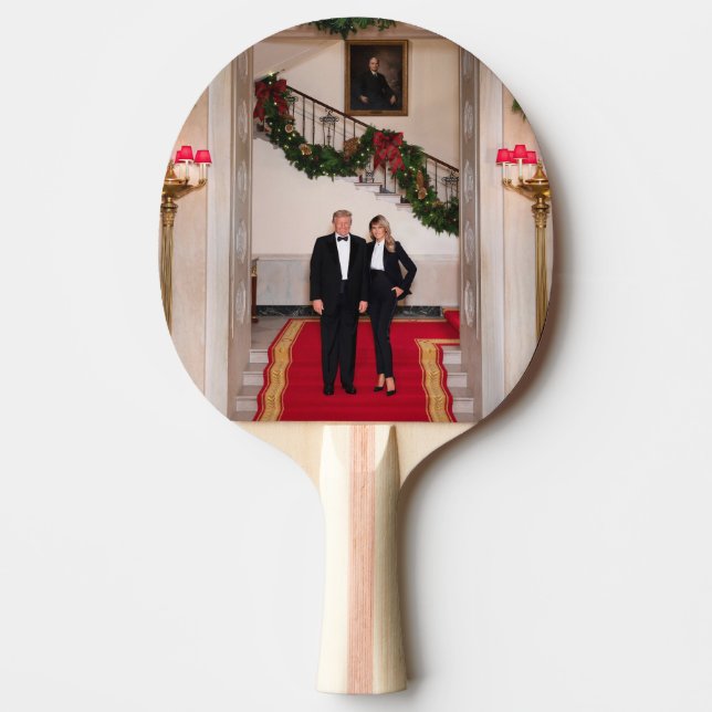 Christmas steps President Donald Trump & Melania Ping Pong Paddle (Front)