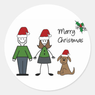 Christmas Stick Figures Classic Round Sticker