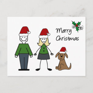 Christmas Stick Figures Holiday Postcard