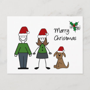 Christmas Stick Figures Holiday Postcard