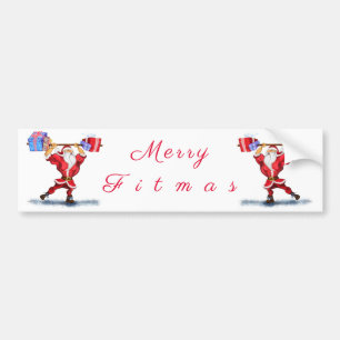 Christmas Sticker Bodybuilder Santa with Gifts