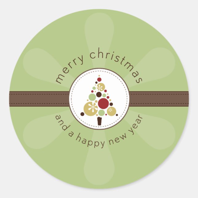 CHRISTMAS STICKER :: modern spotty tree 2 (Front)