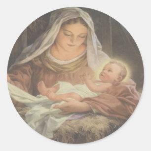 CHRISTMAS STICKER - MOTHER MARY AND BABY JESUS