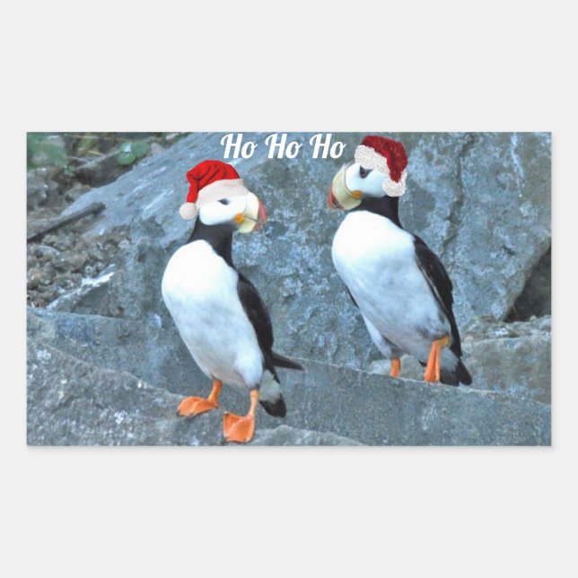 Christmas Sticker of puffins (Front)