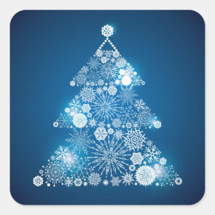 Christmas Sticker-Snowflakes Tree Square Sticker